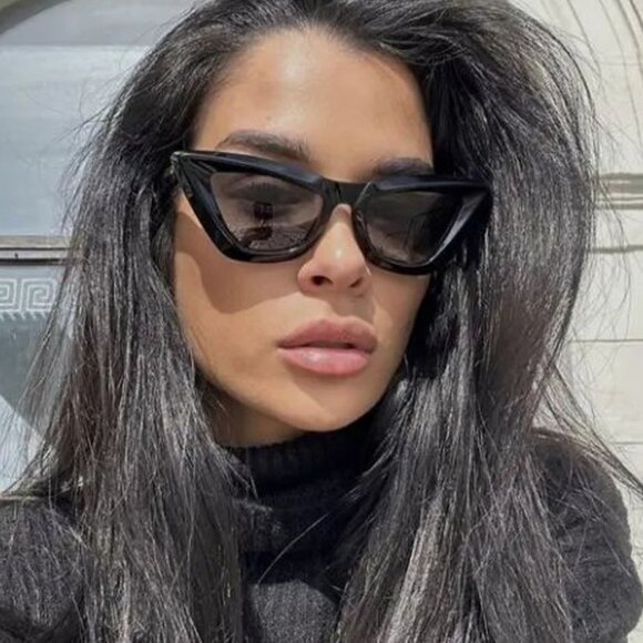 NEW BOTTEGA VENETA BV1101S 001 SUNGLASSES WOMEN BLACK CAT EYE EYEWEAR - Picture 2 of 5